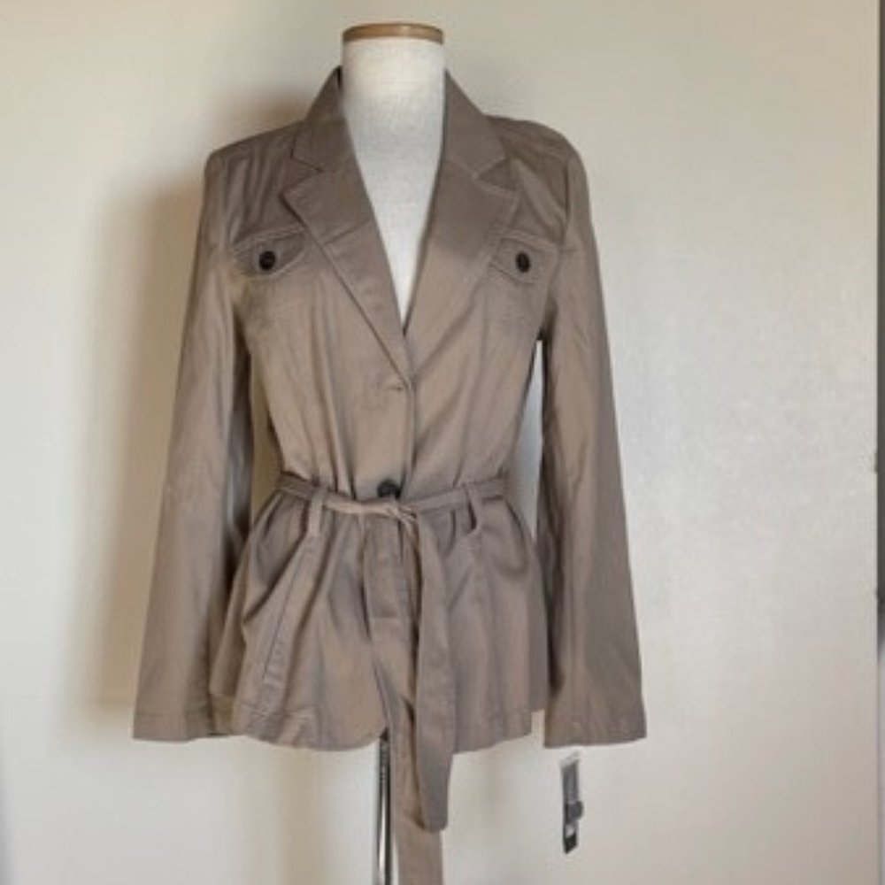 Bass Cotton & Spandex Belted Safari Jacket sz L